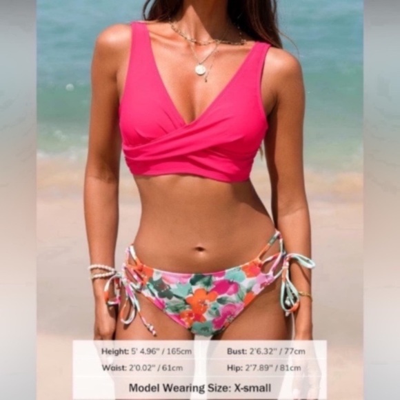 ~Women's Bikini Swimsuit Front Cross Lace Up Two Piece Bathing Suit~ - Picture 3 of 8